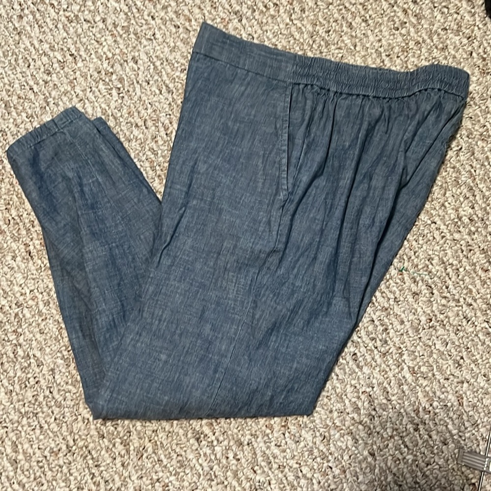 Gap Chambray Track Pants Size XS Lightweight Elastic Back Waist